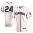 Men's Seattle Mariners #24 Ken Griffey Jr. NO Name Cream Cool Base Jersey