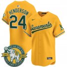Men's Oakland Athletics Retired Player #24 Rickey Henderson Nike 2026 Gold Alternate Stadium Jersey