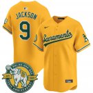 Men's Oakland Athletics Retired Player #9 Reggie Jackson Nike 2026 Gold Alternate Stadium Jersey