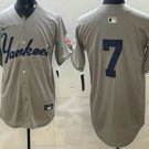Men's New York Yankees #7 Mickey Mantle Grey Without Name Limited Jersey