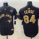 Men's Toronto Blue Jays #84 Dylan Cease Black Gold 2025 American League Champions Jersey