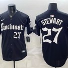 Men's Cincinnati Reds #27 Sal Stewart Black 'Gothic Queen City Edition' Vapor Jersey