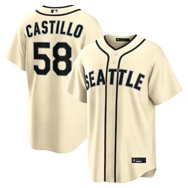 Men's Seattle Mariners #58 Luis Castillo Cream Retro Limited Jersey