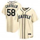 Men's Seattle Mariners #58 Luis Castillo Cream Retro Limited Jersey
