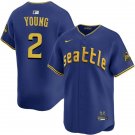 Men's Seattle Mariners #2 Cole Young Nike Royal City Connect Limited Jersey