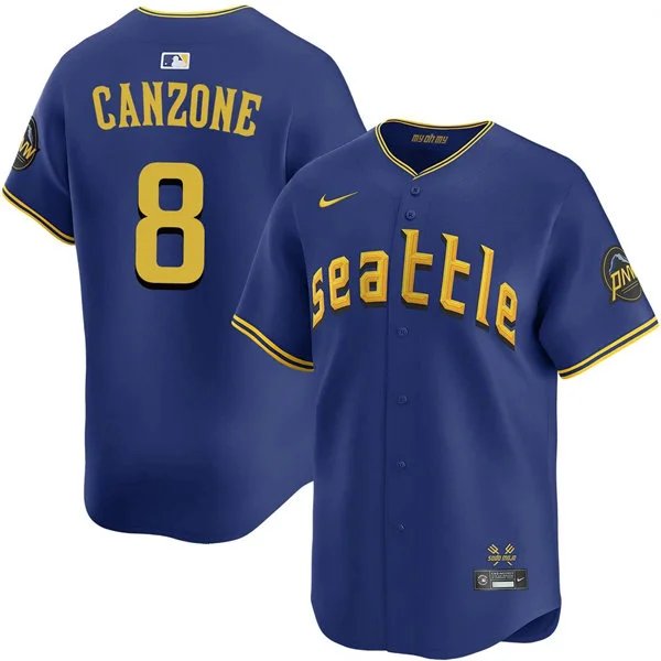 Men's Seattle Mariners #8 Dominic Canzone Nike Royal City Connect Limited Jersey