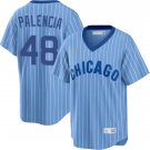 Mens Chicago Cubs #48 Daniel Palencia Blue Pinstripe Pullover 1978 Cooperstown Jersey
