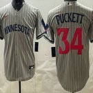 Men's Minnesota Twins #34 Kirby Puckett Grey Cool Base Stitched Baseball Jersey