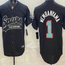 Men's San Antonio Spurs #1 Victor Wembanyama Black Stitched Baseball Jersey