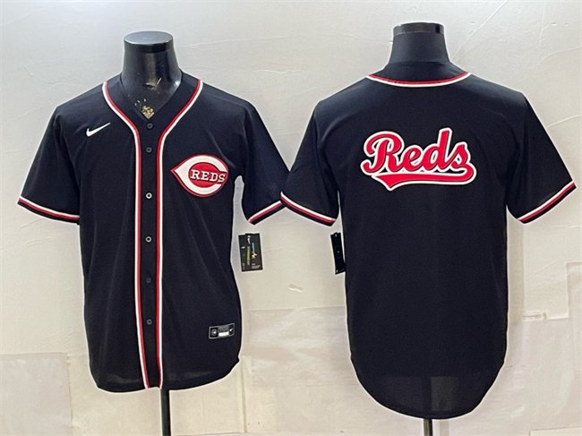 Men's Cincinnati Reds Team Big Logo 2026 Fashion Replica Black Out Stitched Jersey