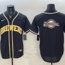 Men's Milwaukee Brewers Team Big Logo 2026 Fashion Replica Black Out Stitched Jersey