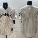 Men's Philadelphia Phillies Blank Cream Pinstripe Gothic Vapor Limited Jersey