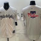 Men's Philadelphia Phillies Team Big Logo Cream Pinstripe Gothic Vapor Jersey