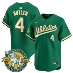 Men Lawrence Butler #4 OAK Player Green Jersey 125th Anniversary Patch