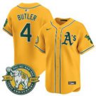 Men Lawrence Butler #4 Oakland Athletics Baseball Gold Jersey 125th Anniversary Patch