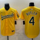 Men's Oakland Athletics #4 Lawrence Butler 2026 Yellow Alternate Sacramento Jersey