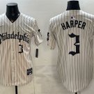Men's Philadelphia Phillies #3 Bryce Harper Cream Pinstripe Gothic Vapor Jersey