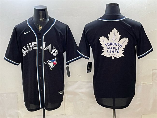 Men's Toronto Blue Jays & Leafs With White Leafs Logo 2026 Fashion Replica Black Jersey