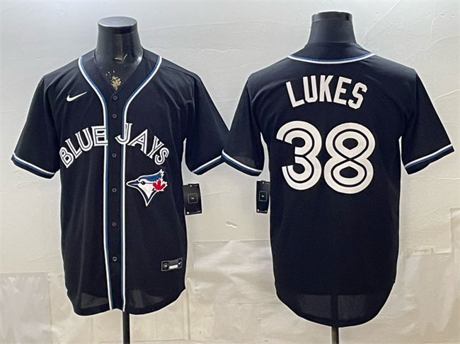 Men's Toronto Blue Jays #38 Nathan Lukes 2026 Fashion Replica Black Out Stitched Jersey