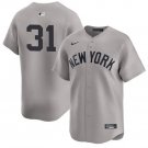 Men's New York Yankees #31 Cam Schlittler Gray 2026 Road Limited Stitched Jersey