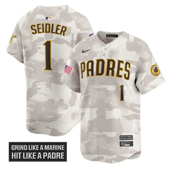 Peter Seidler Jersey #1 San Diego Padres 2025 Armed Forces Day Vapor Stitched