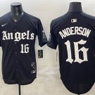 Men's Los Angeles Angels #16 Garret Anderson Black 'Gothic Halo Edition' Vapor Jersey