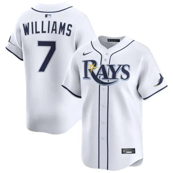Mens Tampa Bay Rays #7 Carson Williams Nike White Home Limited Jersey