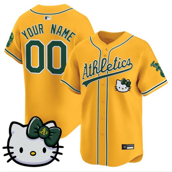 Oakland Athletics Active Player Custom Gold Kitty Vapor Premier Limited Stitched Jersey