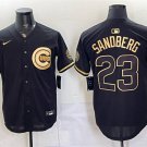 Men's Chicago Cubs #23 Ryne Sandberg Black Gold 150th Anniversary Patch Jersey