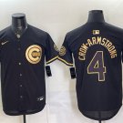 Men's Chicago Cubs #4 Pete Crow-Armstrong Black Gold 150th Anniversary Patch Jersey
