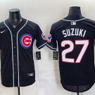 Men's Chicago Cubs #27 Seiya Suzuki 150th Anniversary Black Out Style Jersey