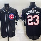 Men's Chicago Cubs #23 Ryne Sandberg 150th Anniversary Black Out Style Jersey