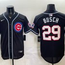 Men's Chicago Cubs #29 Michael Busch 150th Anniversary Black Out Style Jersey