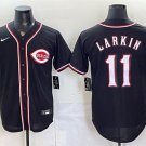 Men's Cincinnati Reds #11 Barry Larkin 2026 Fashion Replica Black Out Stitched Jersey