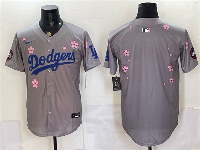 Men's Los Angeles Dodgers Blank Grey 2025 Tokyo Series Limited Stitched Jersey