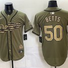 Men's Los Angeles Dodgers #50 Mookie Betts Olive 2026 Armed Forces Day Stitched Jersey