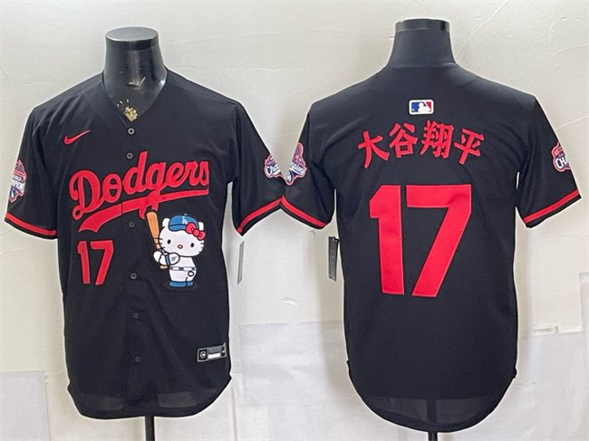 Men's Los Angeles Dodgers #17 &aring;&curren;&sect;&egrave;&deg;&middot;&ccedil;&iquest;�&aring;&sup1;&sup3; Black Kitty Night 2025 World Jersey