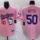 Men's Los Angeles Dodgers #50 Mookie Betts Pink Kitty Night 2025 World Jersey