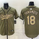 Men's Los Angeles Dodgers #18 Yoshinobu Yamamoto Olive 2026 Armed Forces Jersey
