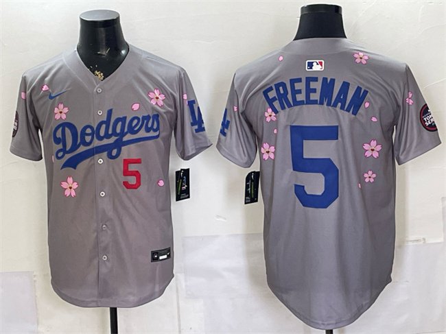 Men's Los Angeles Dodgers #5 Freddie Freeman Grey 2025 Tokyo Series Limited Jersey