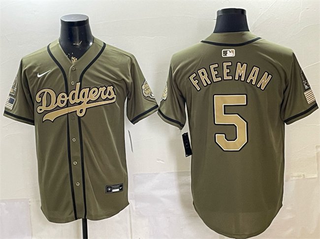 Mens Los Angeles Dodgers #5 Freddie Freeman Olive 2026 Armed Forces Day Jersey