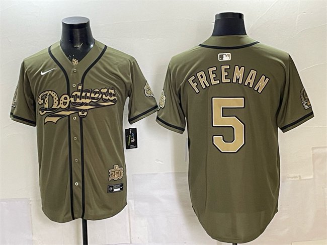Los Angeles Dodgers #5 Freddie Freeman Olive 2026 Armed Forces Day Jersey