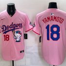 Dodgers #18 Yoshinobu Yamamoto Pink Kitty Night 2025 World Series Champions Patch Jersey