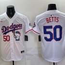 Dodgers #50 Mookie Betts White Kitty Night 2025 World Series Champions Patch Jersey