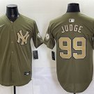Men's New York Yankees #99 Aaron Judge Olive 2026 Armed Forces Day Stitched Jersey