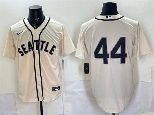 Seattle Mariners #44 Julio Rodr&Atilde;&shy;guez Cream Alternate Stitched Baseball Jersey