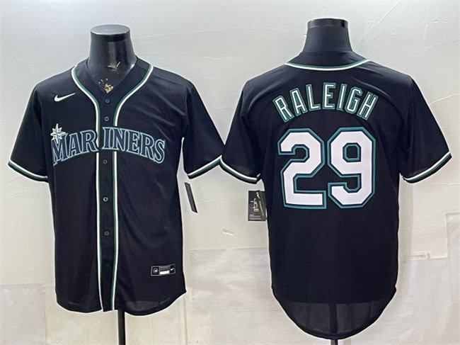 Men's Seattle Mariners #29 Cal Raleigh 2026 Fashion Replica Black Out Stitched Jersey