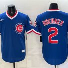 Men's Chicago Cubs #2 Nico Hoerner Royal 150th Anniversary Throwback Jersey