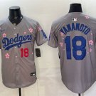 Men's Los Angeles Dodgers #18 Yoshinobu Yamamoto Grey 2025 Tokyo Series Jersey