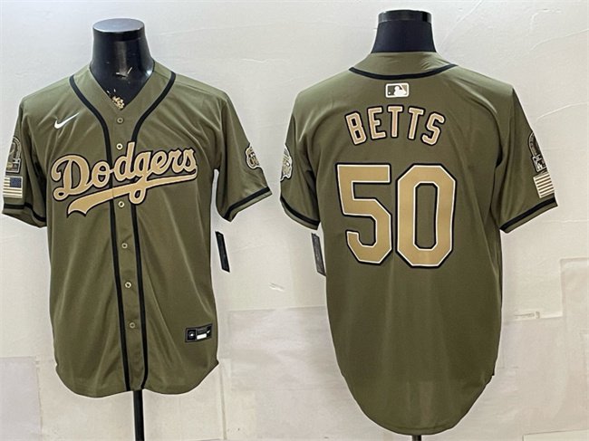 Los Angeles Dodgers #50 Mookie Betts Olive 2026 Armed Forces Day Jersey